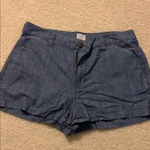 Denim-style light fabric shorts